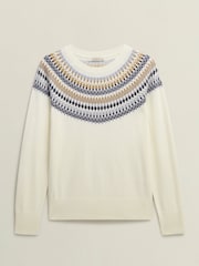 Hobbs White Greta Fairisle Pattern Jumper - Image 4 of 4