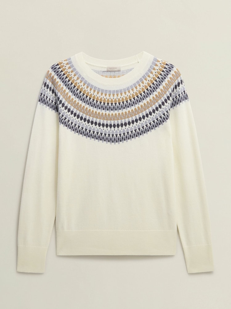 Hobbs White Greta Fairisle Pattern Jumper - Image 4 of 4