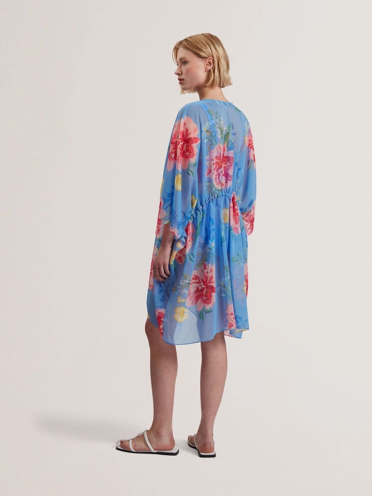 Blue Larja-Printed plunge cover up - Image 2 of 4