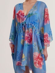 Blue Larja-Printed plunge cover up - Image 3 of 4