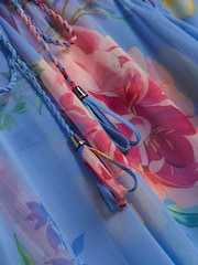 Blue Larja-Printed plunge cover up - Image 4 of 4