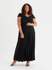 Scarlett & Jo Black Bardot Solid Maxi Dress - Image 1 of 5