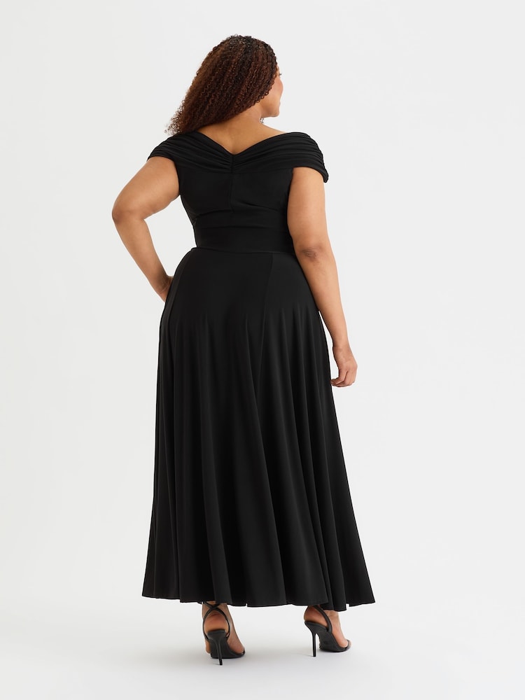Scarlett & Jo Black Bardot Solid Maxi Dress - Image 2 of 5