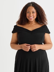 Scarlett & Jo Black Bardot Solid Maxi Dress - Image 4 of 5