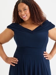 Scarlett & Jo Blue Bardot Solid Maxi Dress - Image 3 of 5