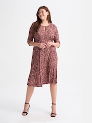 Scarlett & Jo Red KeyHole Wine Midi Dress - Image 1 of 4