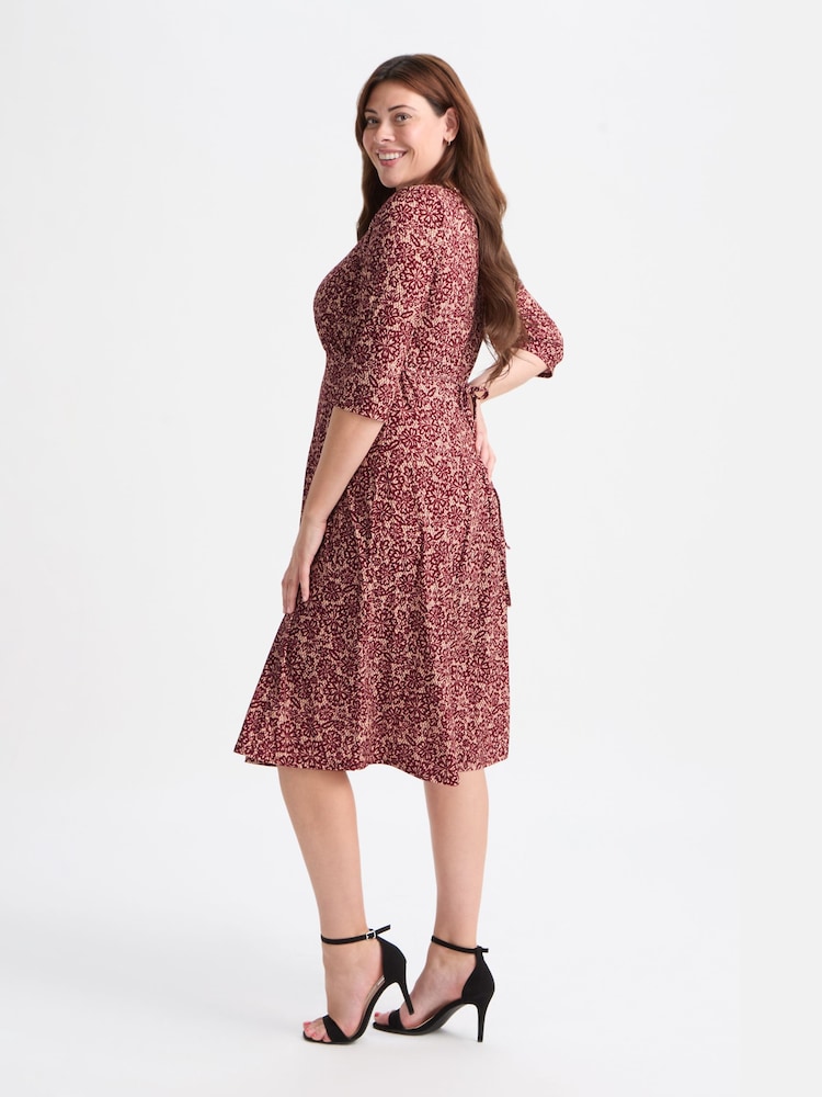 Scarlett & Jo Red KeyHole Wine Midi Dress - Image 4 of 4