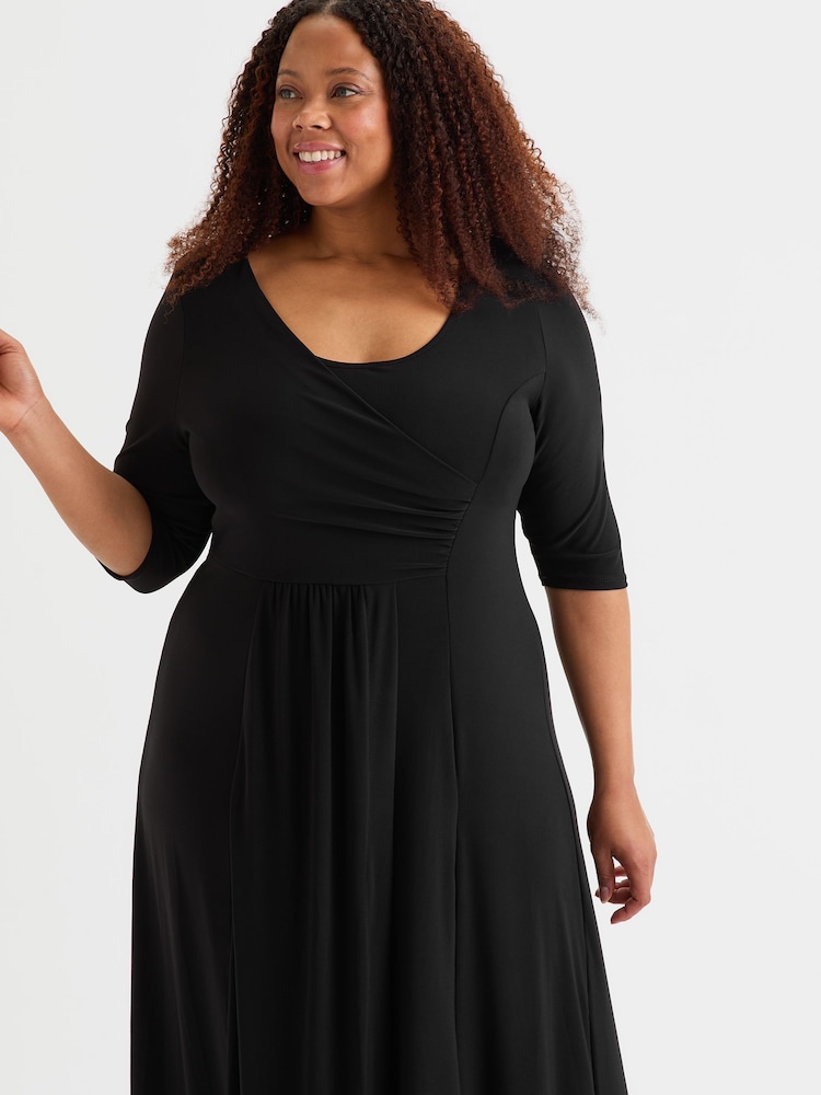 Scarlett & Jo Black Solid Ruched Maxi Gown - Image 2 of 4