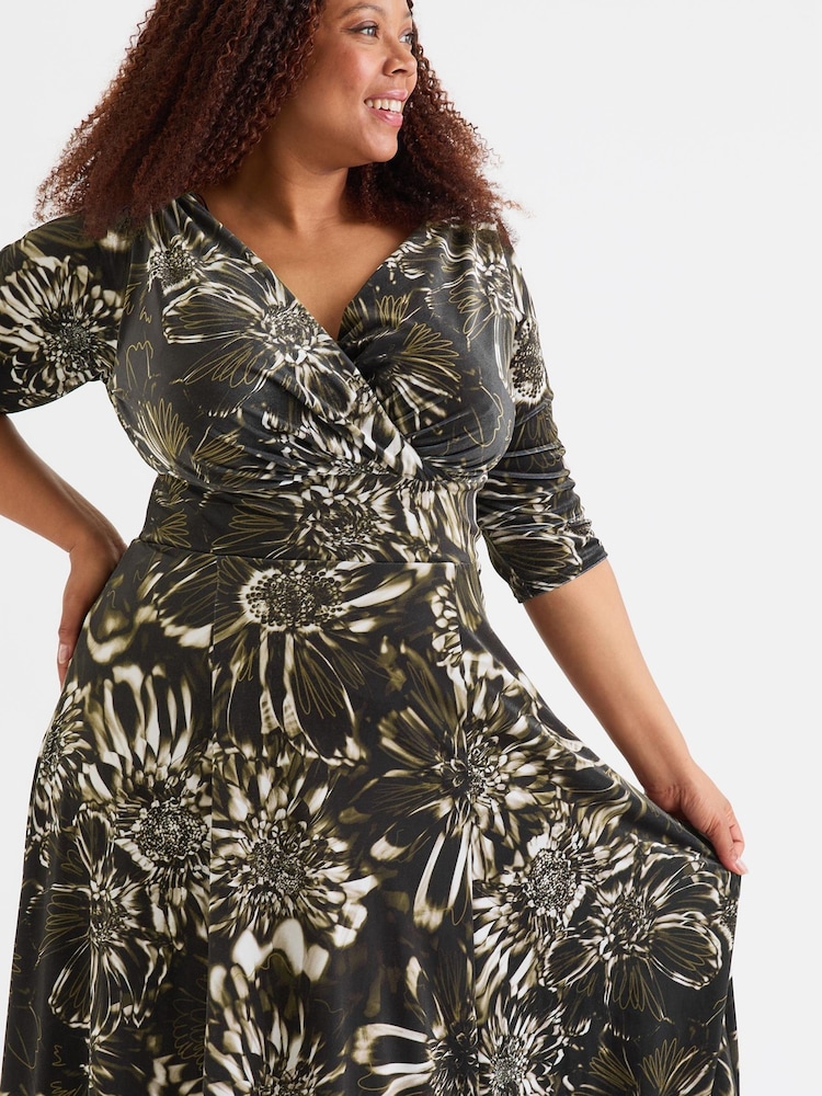 Scarlett & Jo Black Cream Gold Verity Pucci Velvet Maxi Gown - Image 1 of 4