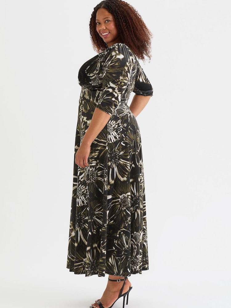 Scarlett & Jo Black Cream Gold Verity Pucci Velvet Maxi Gown - Image 2 of 4