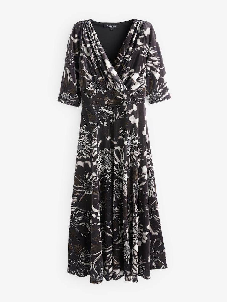 Scarlett & Jo Black Cream Gold Verity Pucci Velvet Maxi Gown - Image 4 of 4 Scarlett & Jo Black Cream Gold Verity Pucci Velvet Maxi Gown - Image 4 of 4