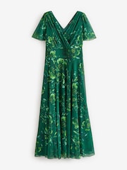 Scarlett & Jo Green Isabelle Winter Print Float Sleeve Maxi Dress - Image 5 of 5