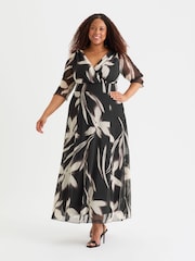 Scarlett & Jo Black Verity Print Maxi Gown - Image 1 of 4
