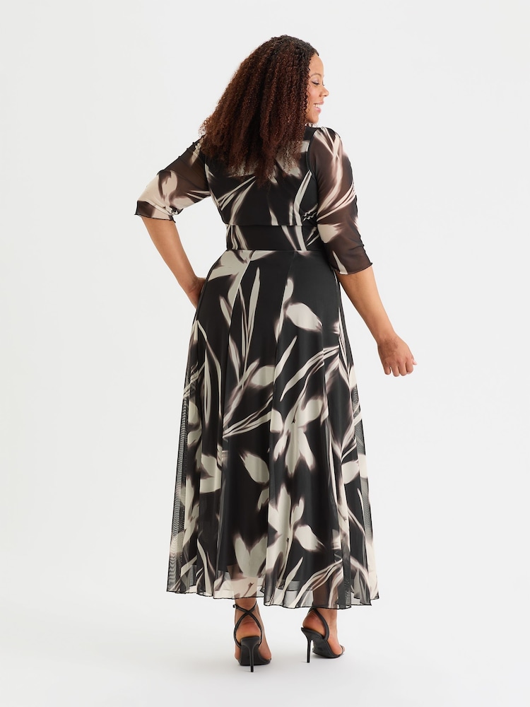 Scarlett & Jo Black Verity Print Maxi Gown - Image 2 of 4