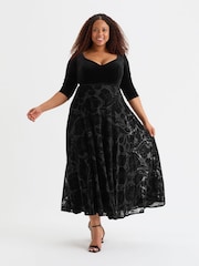 Scarlett & Jo Black Velvet 2 in 1 with Flock Dress - Image 1 of 4