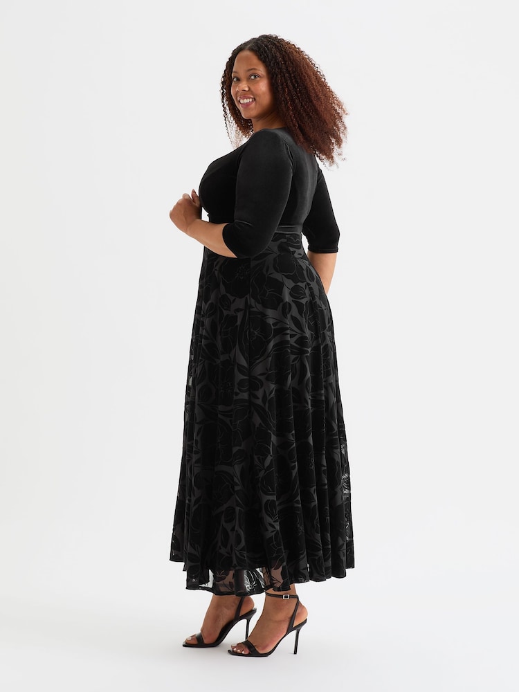 Scarlett & Jo Black Velvet 2 in 1 with Flock Dress - Image 2 of 4