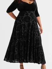 Scarlett & Jo Black Velvet 2 in 1 with Flock Dress - Image 3 of 4