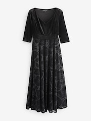 Scarlett & Jo Black Velvet 2 in 1 with Flock Dress - Image 4 of 4