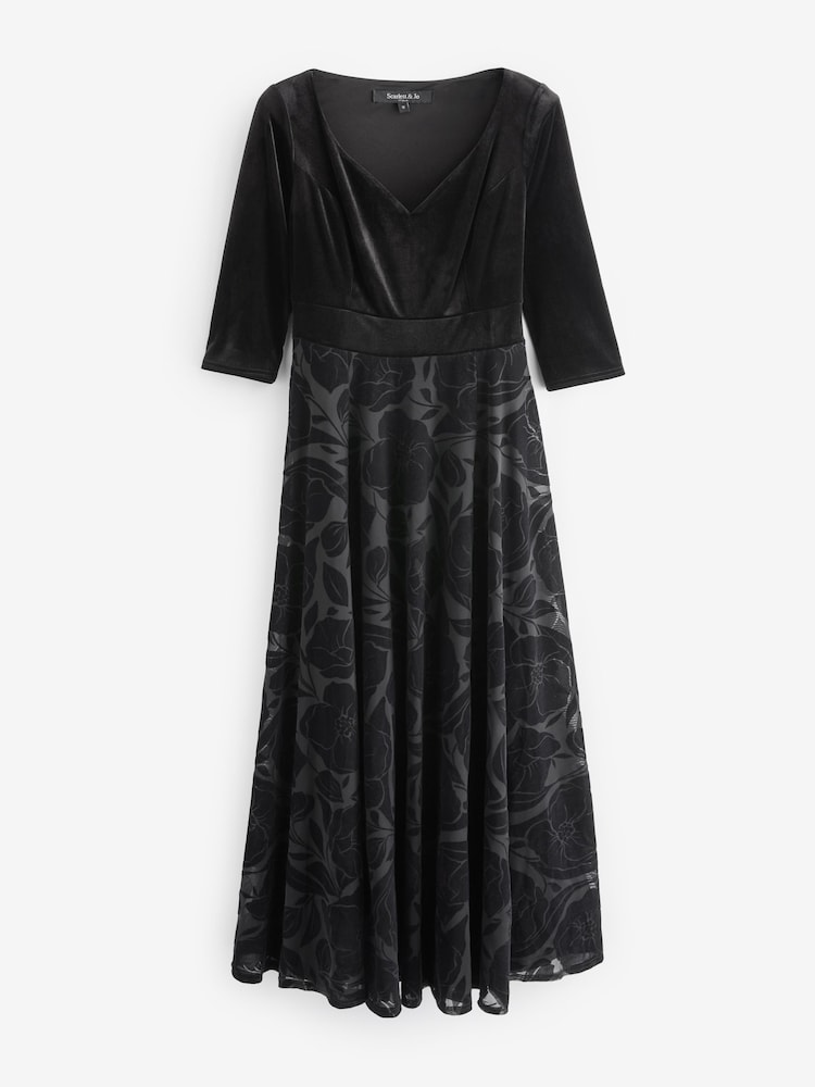 Scarlett & Jo Black Velvet 2 in 1 with Flock Dress - Image 4 of 4