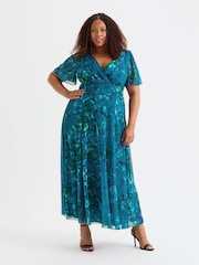 Scarlett & Jo Blue Float Isabelle Sleeve Maxi Dress - Image 1 of 6