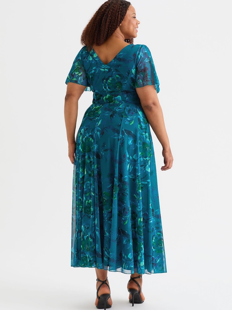 Scarlett & Jo Blue Float Isabelle Sleeve Maxi Dress - Image 3 of 4