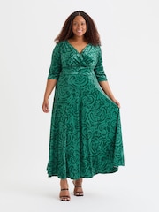Scarlett & Jo Green Verity Pucci Velvet Maxi Gown - Image 1 of 5
