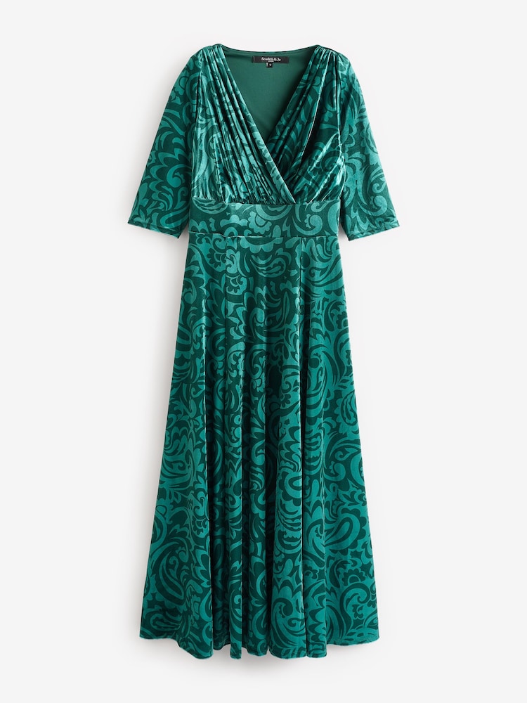 Scarlett & Jo Green Verity Pucci Velvet Maxi Gown - Image 5 of 5 Scarlett & Jo Green Verity Pucci Velvet Maxi Gown - Image 5 of 5