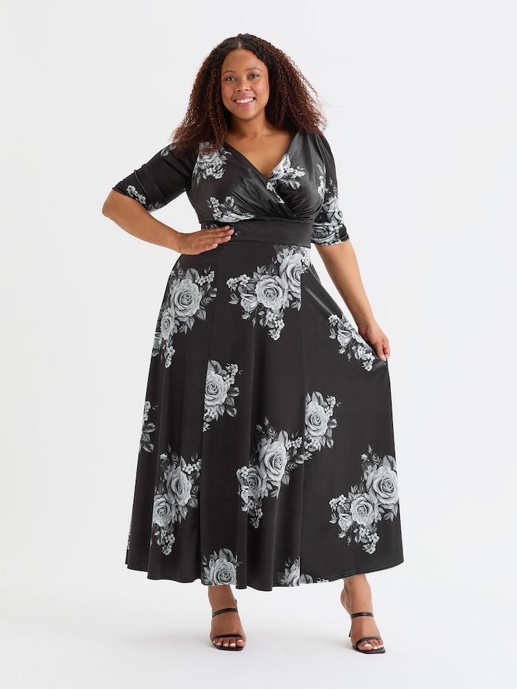 Scarlett & Jo Black Verity Velvet Maxi Dress - Image 1 of 4