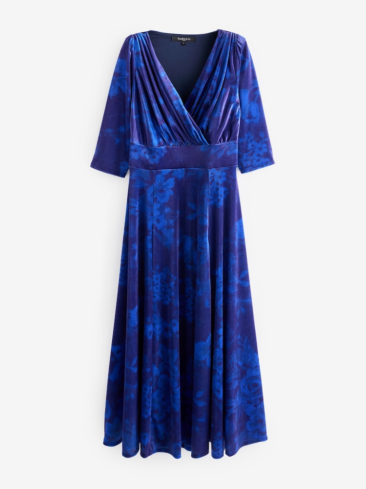 Scarlett & Jo Dark Blue Verity Pucci Velvet Maxi Gown - Image 4 of 4 Scarlett & Jo Dark Blue Verity Pucci Velvet Maxi Gown - Image 4 of 4