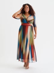 Scarlett & Jo Blue Curve Verity Print Maxi Gown - Image 1 of 5