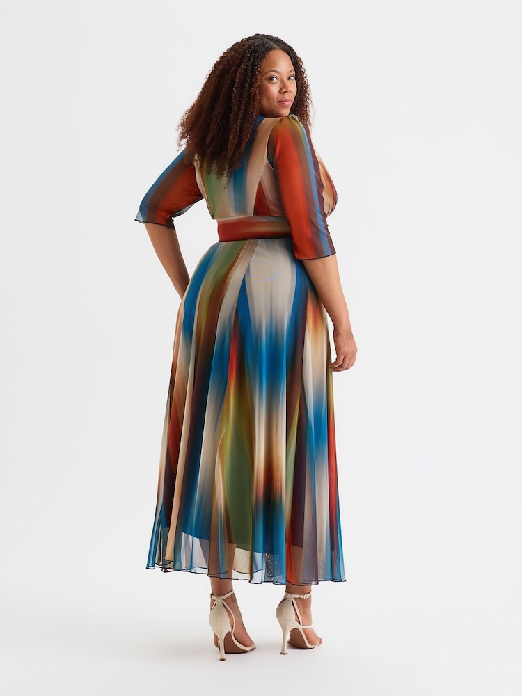 Scarlett & Jo Blue Curve Verity Print Maxi Gown - Image 2 of 5