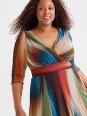 Scarlett & Jo Blue Curve Verity Print Maxi Gown - Image 3 of 5