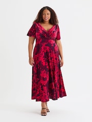 Scarlett & Jo Wine Isabelle Velvet Angel Sleeve Maxi Dress - Image 1 of 4