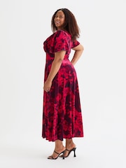 Scarlett & Jo Wine Isabelle Velvet Angel Sleeve Maxi Dress - Image 3 of 4