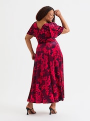 Scarlett & Jo Wine Isabelle Velvet Angel Sleeve Maxi Dress - Image 4 of 4