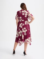 Scarlett & Jo Wine Red/Cream Julie Hanky Hem Dress - Image 2 of 5