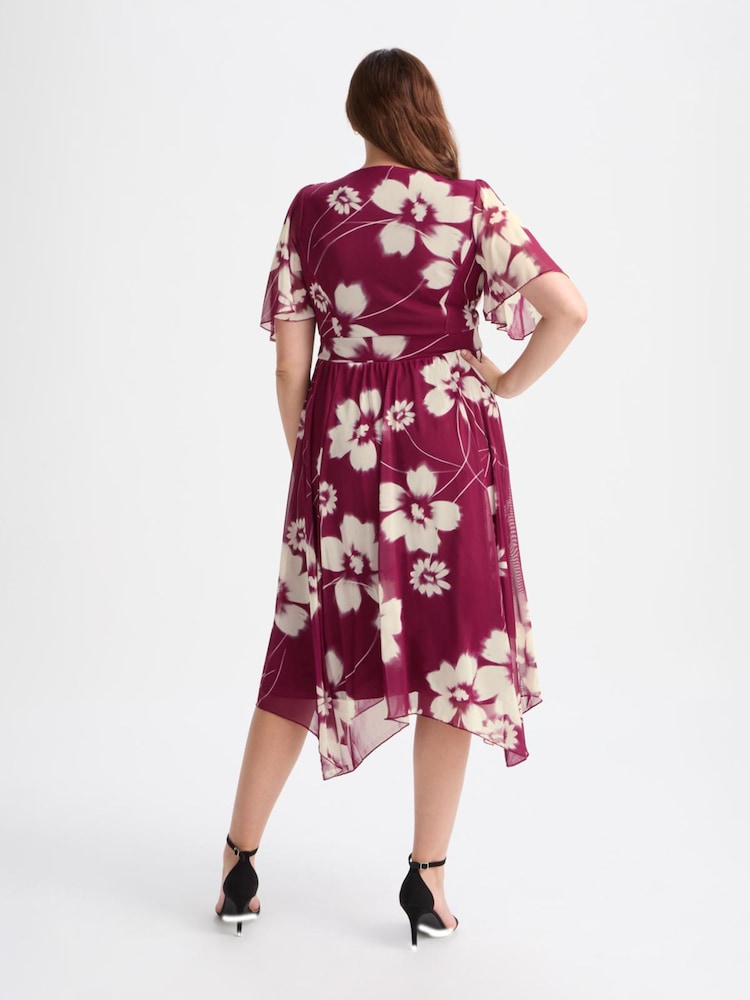 Scarlett & Jo Wine Red/Cream Julie Hanky Hem Dress - Image 2 of 5 Scarlett & Jo Wine Red/Cream Julie Hanky Hem Dress - Image 2 of 5