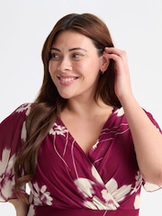 Scarlett & Jo Wine Red/Cream Julie Hanky Hem Dress - Image 4 of 5