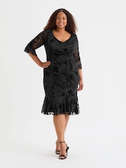 Scarlett & Jo Black Velvet Flock Flapper Dress - Image 1 of 5