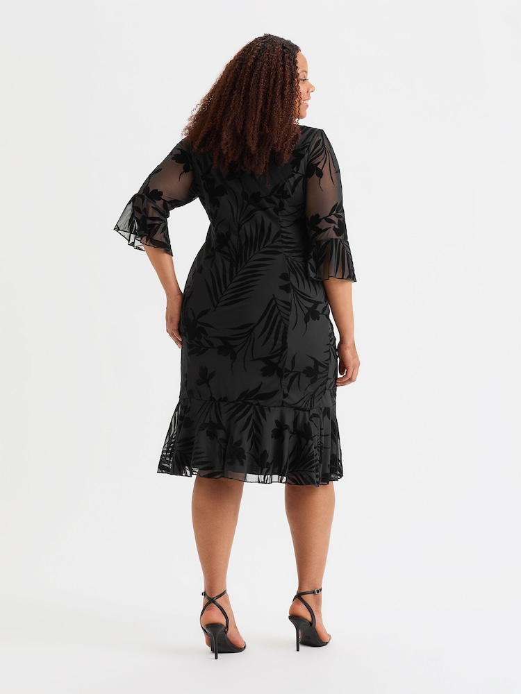 Scarlett & Jo Black Velvet Flock Flapper Dress - Image 2 of 5