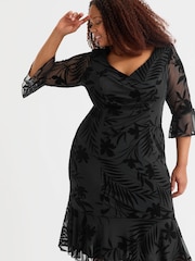 Scarlett & Jo Black Velvet Flock Flapper Dress - Image 3 of 5