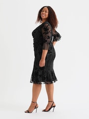 Scarlett & Jo Black Velvet Flock Flapper Dress - Image 4 of 5