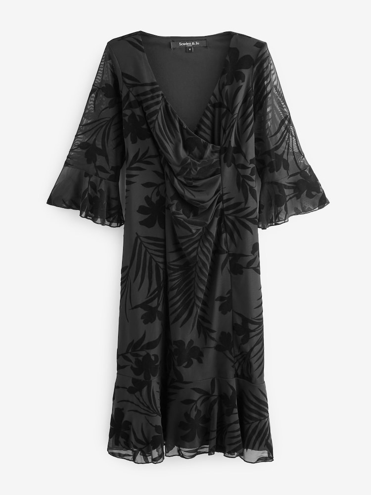 Scarlett & Jo Black Velvet Flock Flapper Dress - Image 5 of 5
