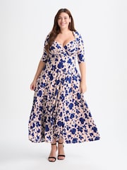 Scarlett & Jo Blue Elizabeth Print Maxi Gown - Image 1 of 5