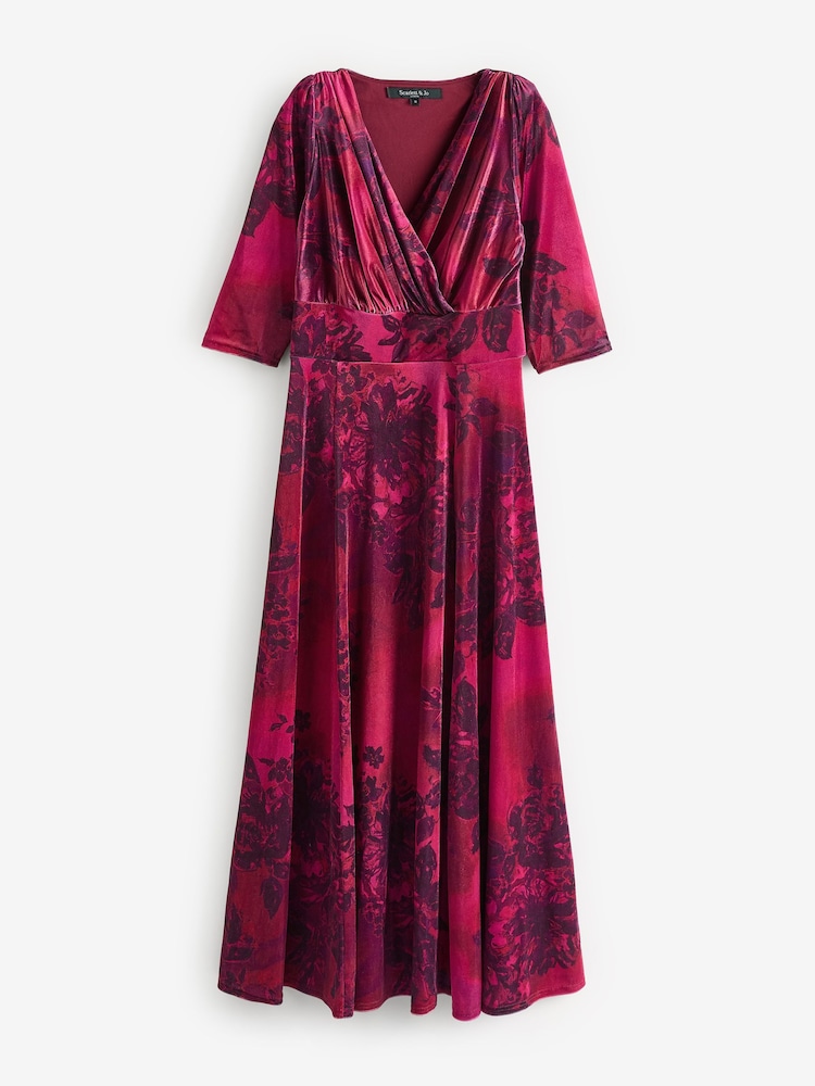 Scarlett & Jo Wine Verity Pucci Velvet Maxi Gown - Image 5 of 5 Scarlett & Jo Wine Verity Pucci Velvet Maxi Gown - Image 5 of 5