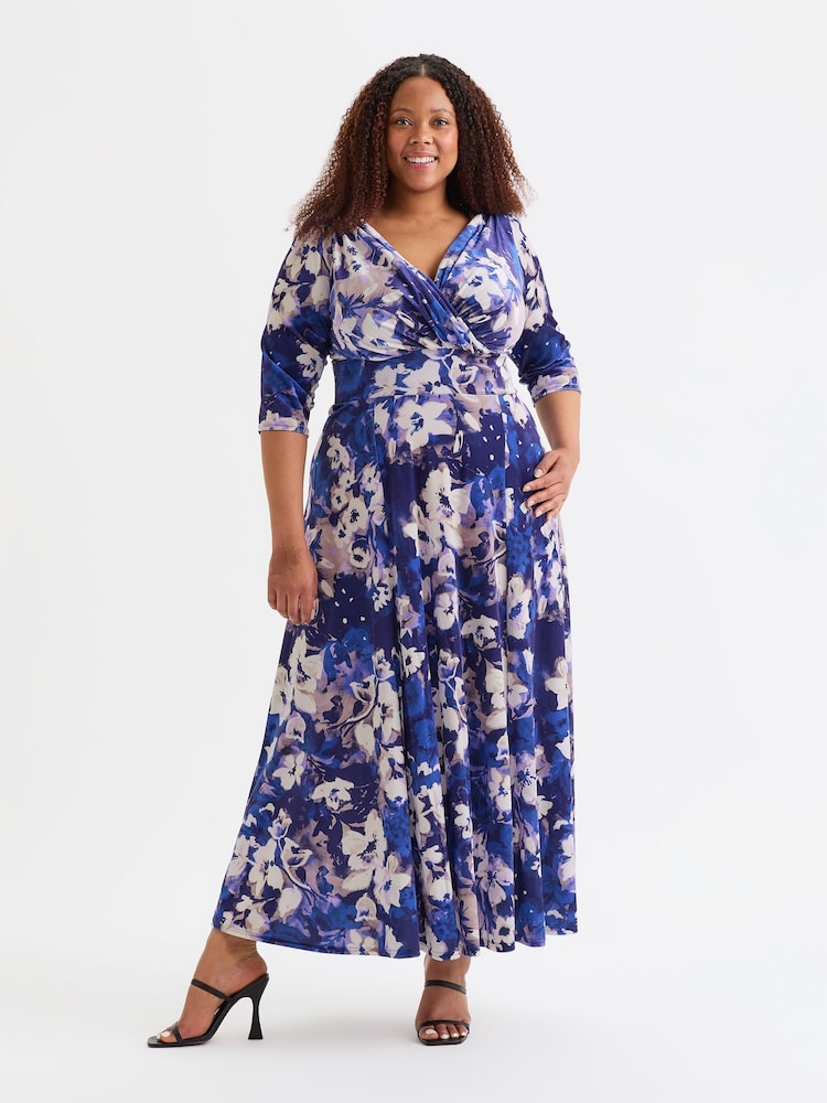 Scarlett & Jo Blue Verity Pucci Velvet Maxi Gown - Image 1 of 5