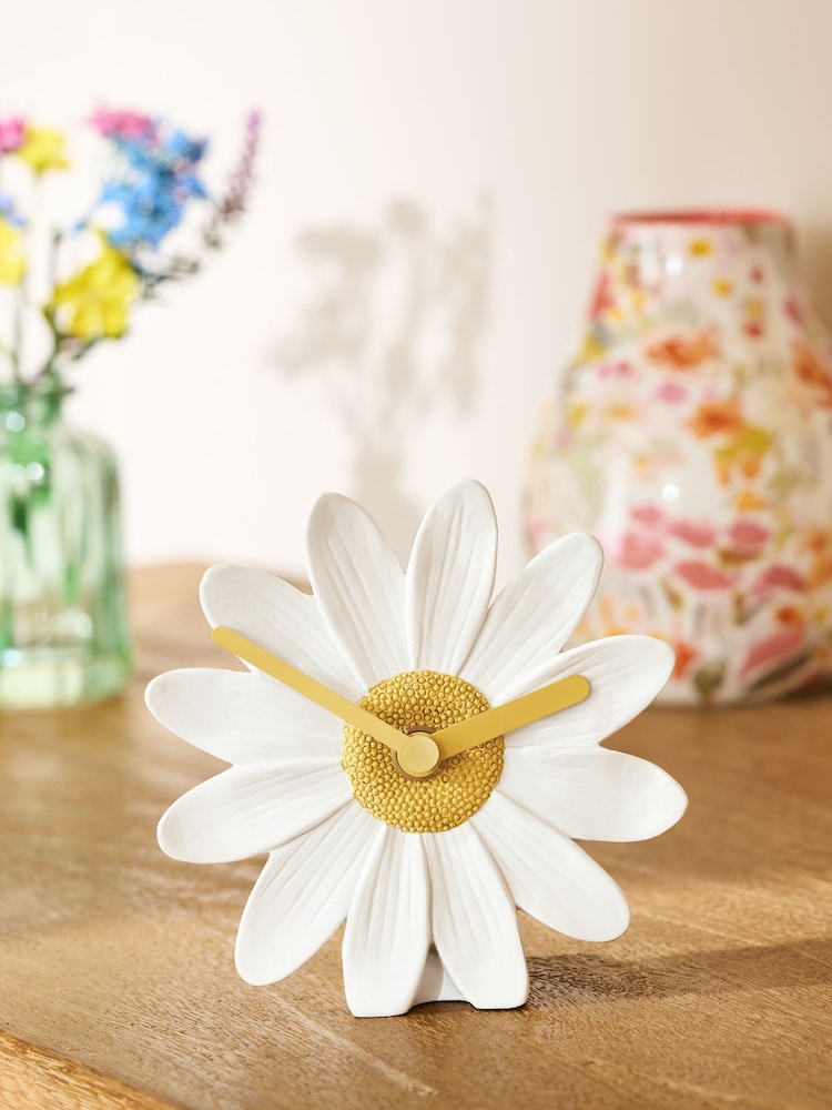 White Daisy Mantel Clock - Image 1 of 4