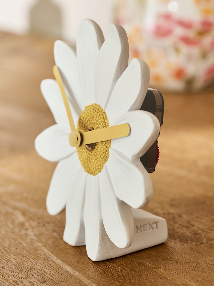 White Daisy Mantel Clock - Image 2 of 4