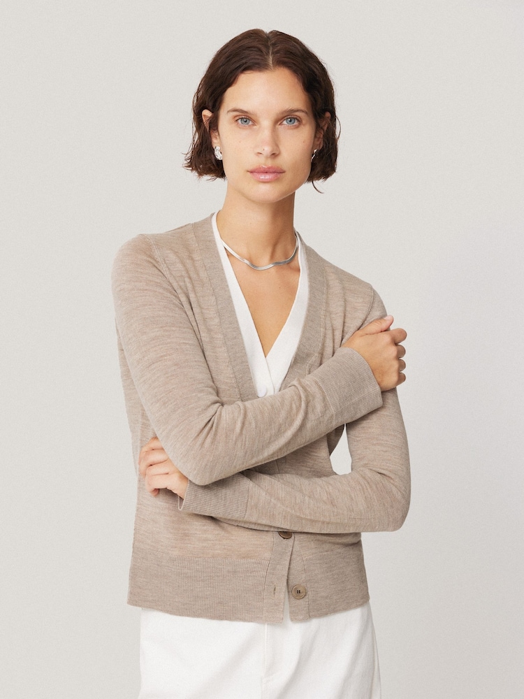 Jigsaw Natural Merino Double Front Cardigan - Image 1 of 7