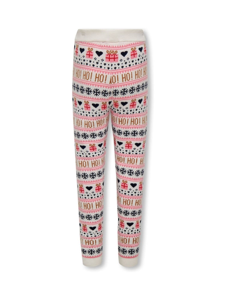 ONLY KIDS Christmas Knitted White Leggings - صورة 2 من 2